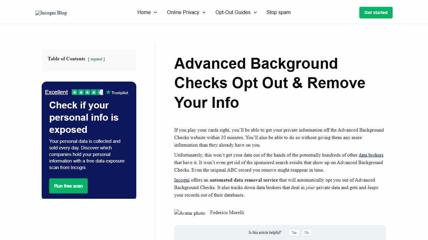 Advanced Background Checks Opt Out & Remove Your Info [2026] | Incogni